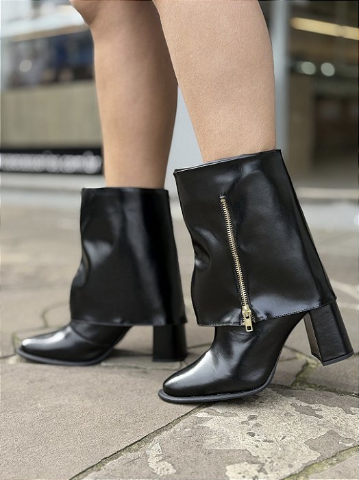 Bota Preta Cano Curto 2 em 1 Mirela