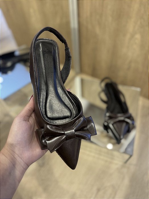 Sapatilha Slingback Marrom Laço Joana