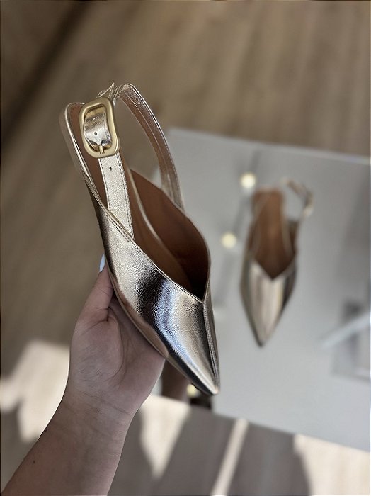 Sapatilha Slingback Dourado Maristela