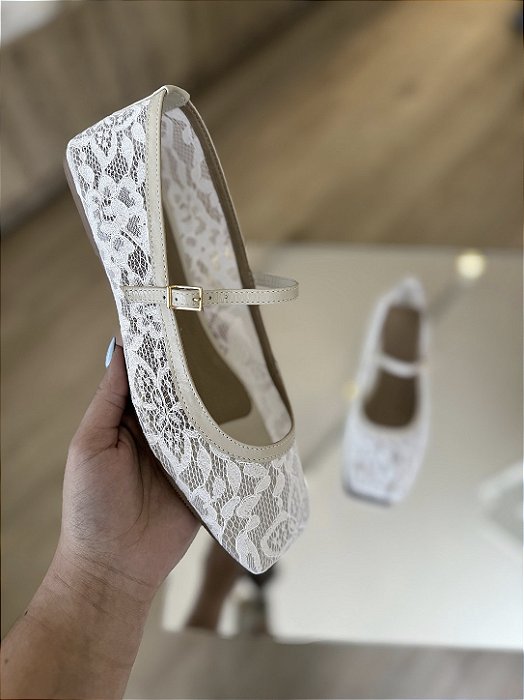 Sapatilha Branco Com Renda Ema