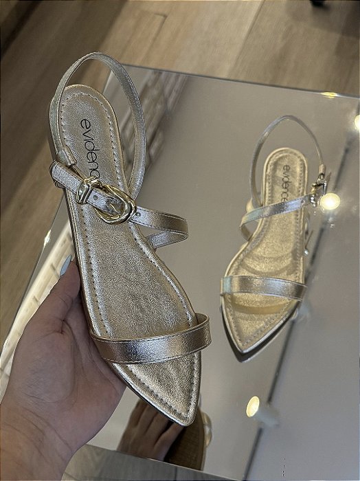 Rasteira Dourada Com Fivela May