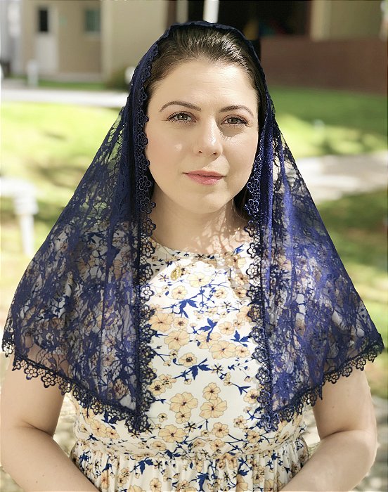 Véu em renda Azul Marinho Tradicional