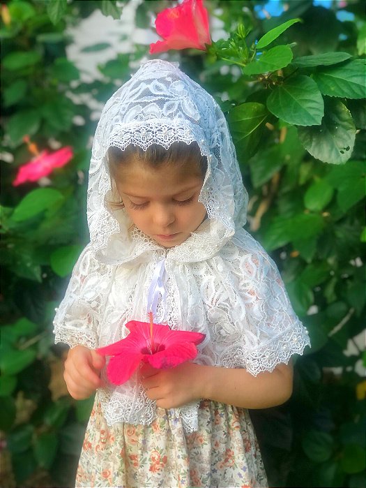 Véu Capuz infantil Rosa Mística