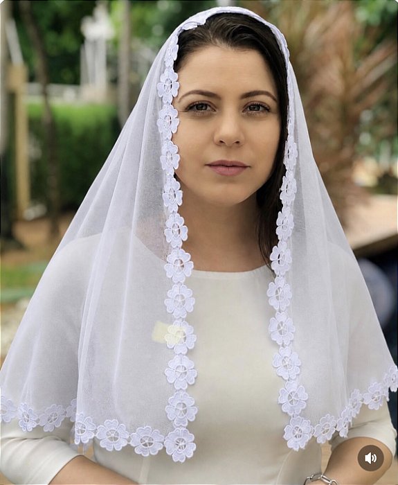Véu Tradicional branco Regina Caeli