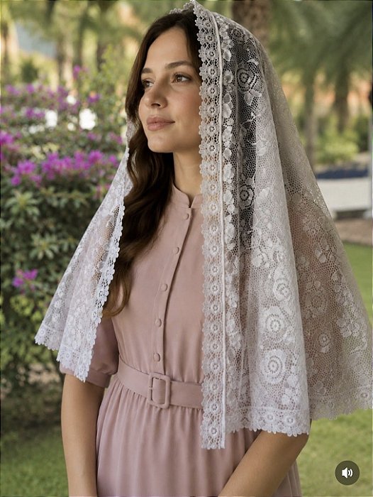 Véu em Renda Branco Tradicional