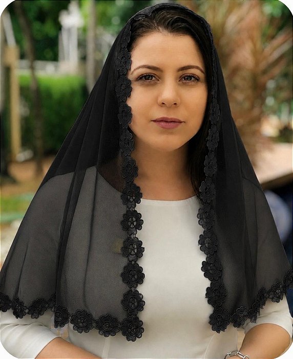 Véu tradicional Regina Caeli preto