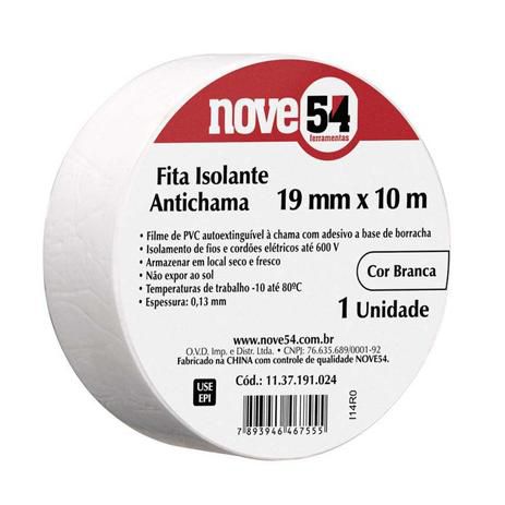 Fita Isolante Branca Nove54 19mm x 10m