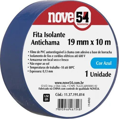 Fita Isolante Azul Nove54 19mm x 10m