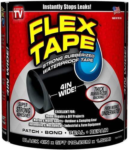Fita Flexível Flex Tape Black 10cm X 150cm - Preto