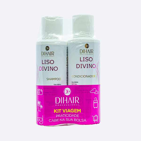 Kit Viagem Liso Divino Shampoo 100ml e Condicionador 100ml - DIHAIR -  DIHAIR COSMÉTICOS