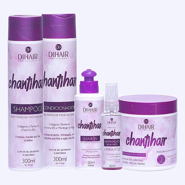 Kit Chantihair: Shampoo, Condicionador, Leave-in, Máscara 500g e Ampola 60mL