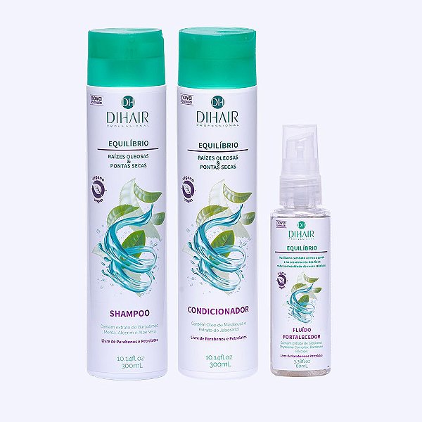 Kit Equilíbrio: Shampoo, Condicionador e Fluído Fortalecedor