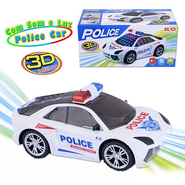 CARRO POLICIAL LED E SOM JIAMA