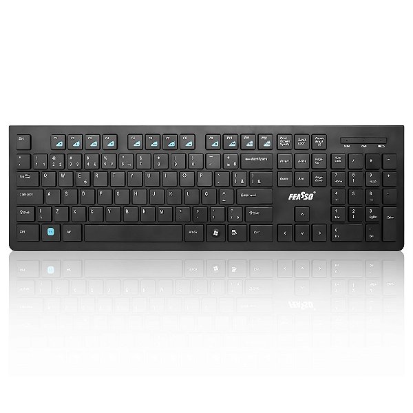 Kit Teclado Mouse sem Fio Chocolate Ultrafino Feasso FATC-30