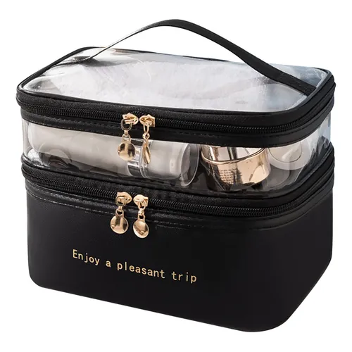 Nécessaire Prosperity Em Nylon Cor Preta ComTransparente ENJOY