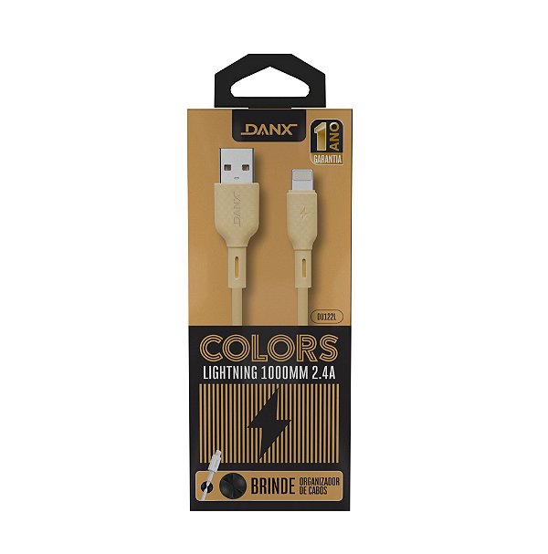 Cabo Rápido USB LightNing 2.4A 1M Danx DU122L-Branco Brinde Organizador de Cabos