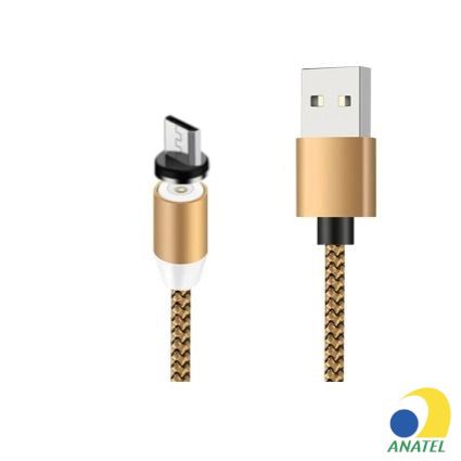 Cabo USB Magnetico MICRO USB/V8 TOPK 0123110210-DOURADO