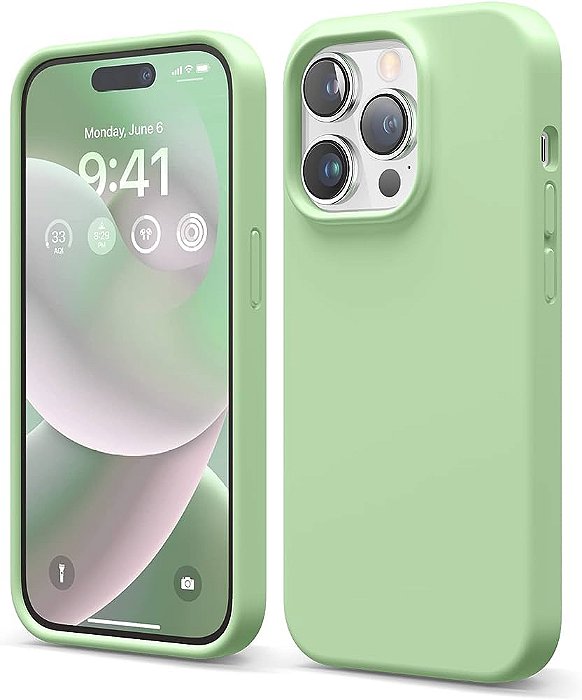 Capa de Silicone para Iphone 14 Pro - Verde Pastel