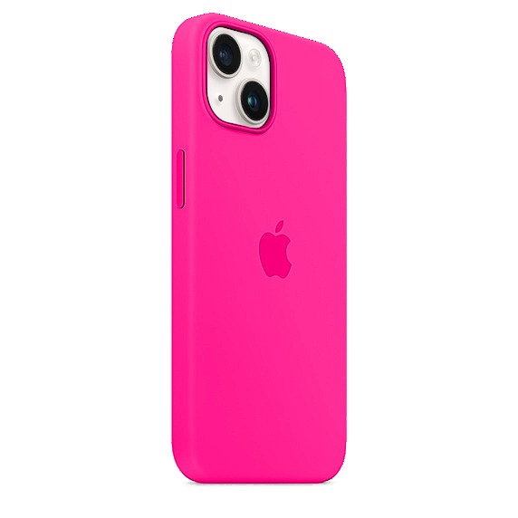 Capa de Silicone para Iphone 14 Plus - Rosa Neon