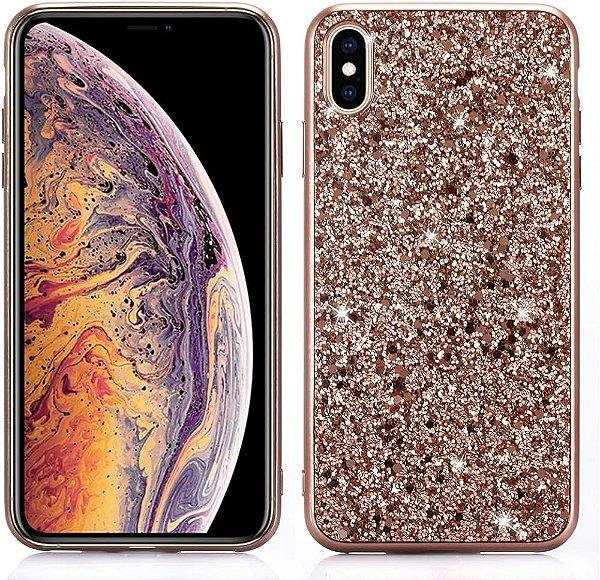 Capa Anti-Queda para Iphone X/XS - Glitter Dorado