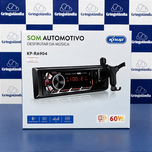 Rádio Para Carro Bluetooth Mp3 Display Led 60w X4. KP-RA904