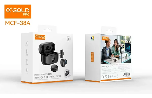 A Gold Microfone De Lapela Mcf-38a Reducão De Ruído De Ia Preto