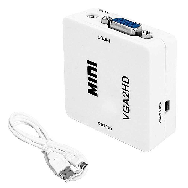 Conversor Vga Para Hdmi Adaptador C/ Som Áudio Full Hd 1080p