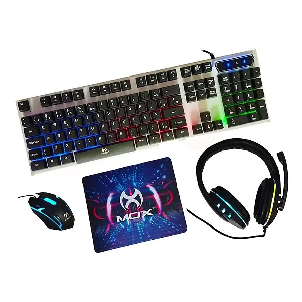 Kit Gamer Teclado Mouse Fone Mousepad 4 em 1 Mox MO-KM700