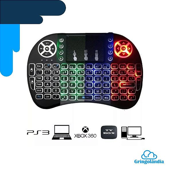 Mini Teclado Wireless Keyboard com Touchpad Com Led Usb Android Console e Tv XT-2101
