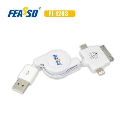Cabo Multi -Plug Retratil FEASSO FI-1203