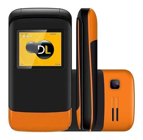 Celular Preto Com Laranja , Flip, Dual Chip, Tela de 1.8,Bateria de Longa Duração YC230-Semi Novo