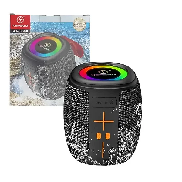 Caixa de Som Bluetooth Portátil, 50W, LED, TWS, Resistente à Água  Kapbom KA-8596 (Preto)