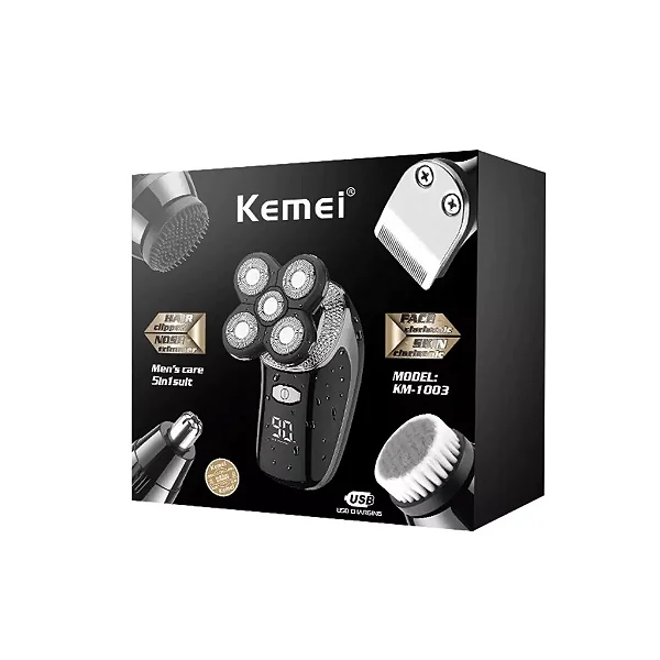 Barbeador Elétrico Recarregavel; 5 em 1 - KEMEI KM-1003