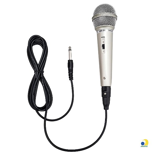 Microfone Prata Com Fio Profissional Dinamico Dm 701