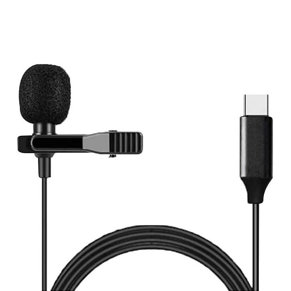 Microfone Lapela Tipo C Preto FLEX -XC-ML-03