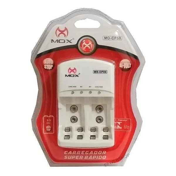 Carregador De Pilhas Baterias Bi-volt Pilha AA/AAA/BATERIA 9V Mox Mo-CP50