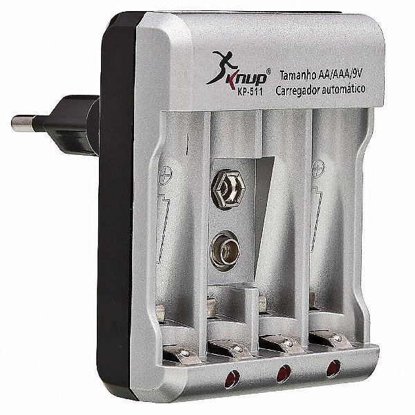 Carregador De Pilhas AA/AAA/9V KNUP KP-511