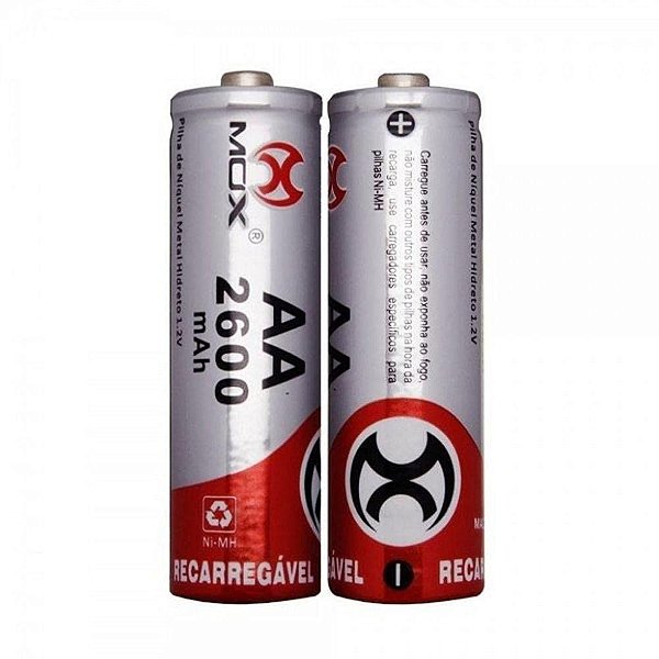 Pilha Recarregável AA 2600 MAH com 2 unidades MOX-MO-AA2600B2