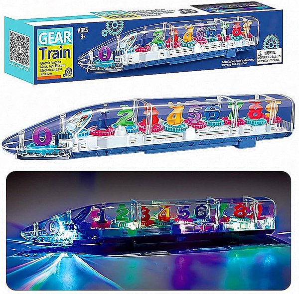 Brinquedo Com Engrenagens Gear Train Infantil Bate Luz E Som Volta Plastico Transparente Reforçado Colorido ZL-5134