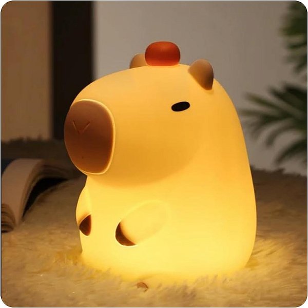 Luminária De Silicone Noturna ( Capivara ) Com Sensor De Toque , Luz RGB / Recarregavel  HX7962