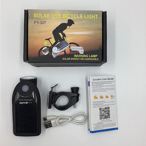 Farol Bike Recarregavel Usb Solar 240LM -FY307