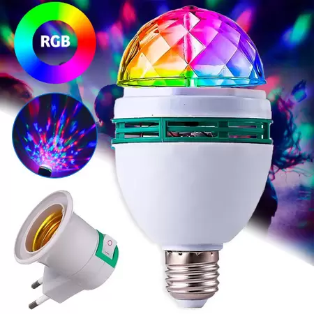 Lâmpada Led Colorido Giratória - Balada De Luzes - Efeitos Diversos - LEON HX-001