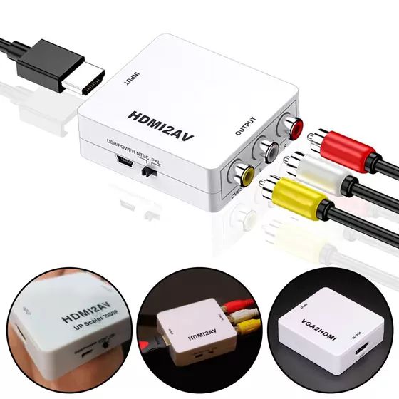 Mini Conversor Adaptador de Sinal AV p/ HDMI FULL HD - TOMATE MTV-104