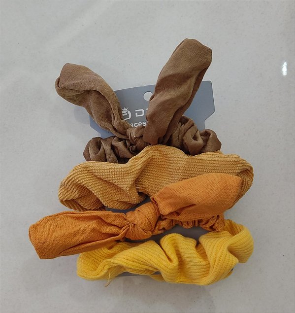 Kit 4 Scrunchies Rabico Premium Para Todos os Tipos de Cabelo DF-RB218002-04-03