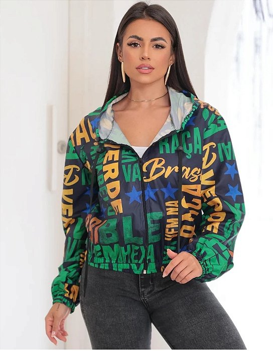 Jaqueta Corta Vento Impermeavel Feminino Estampado 1501