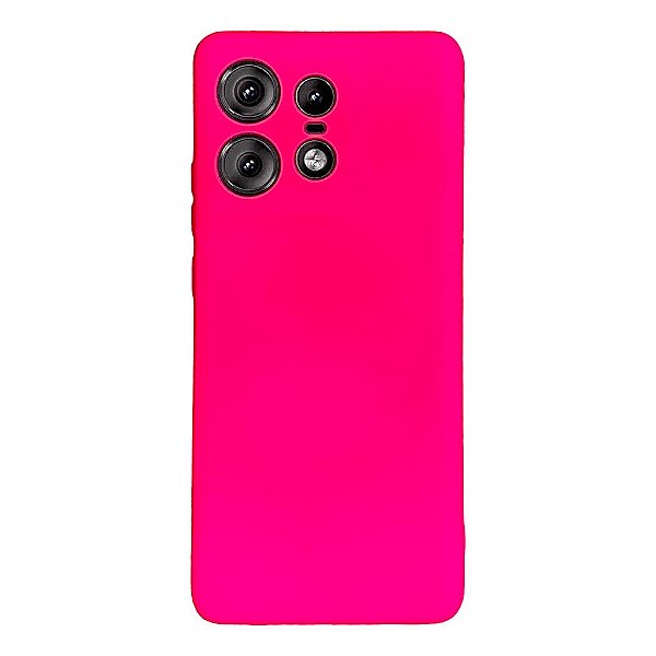 Capa Silicone  Aveludada Macia Motorola Edge 50 Pro - Rosa Pink