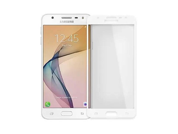 Película 3D de Vidro Temperado Bordas Brancas Samsung J7 Prime -Branco