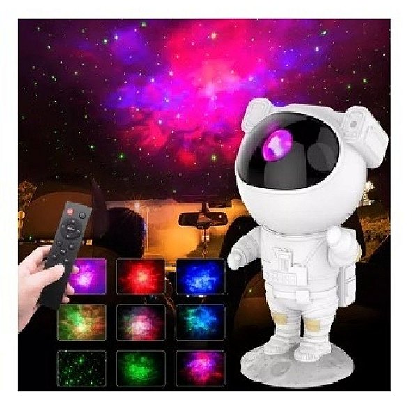 Luminária Projetor Astronauta De Estrelas Com Controle