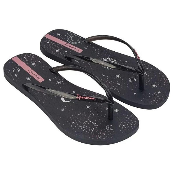 Chinelo Ipanema Feminino Easy Star 27181-Preto-Glitter