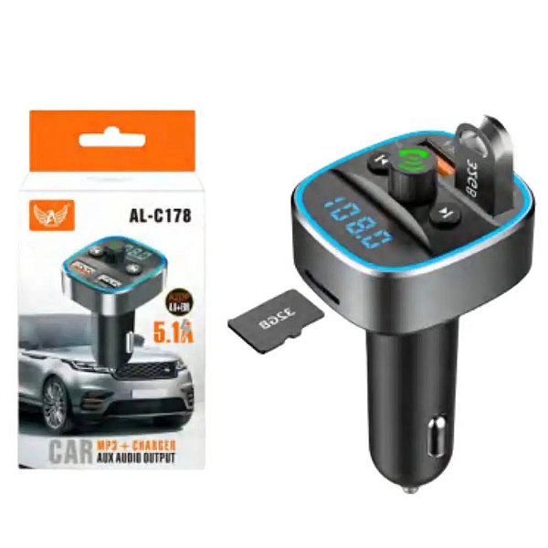 Transmissor FM Bluetooth Com SD E USB e Carregador Veicular Altomex AL-C178